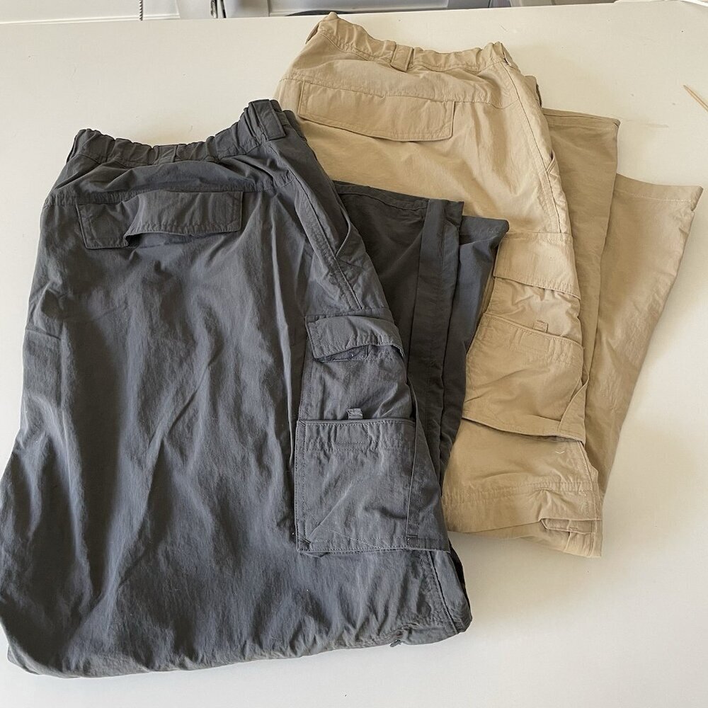 REI Co-op Bundle 2 Convertible Pants Mens XXL x 27” Gray & Tan Hiking Travel